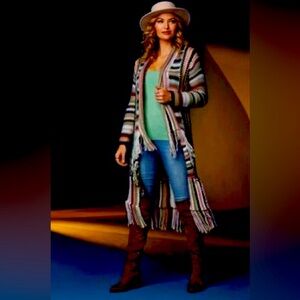 Multi Crochet Fringe Duster Size M